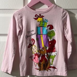 Dr. Seuss Pink Grinch and Friends Long Sleeve Tee size 4